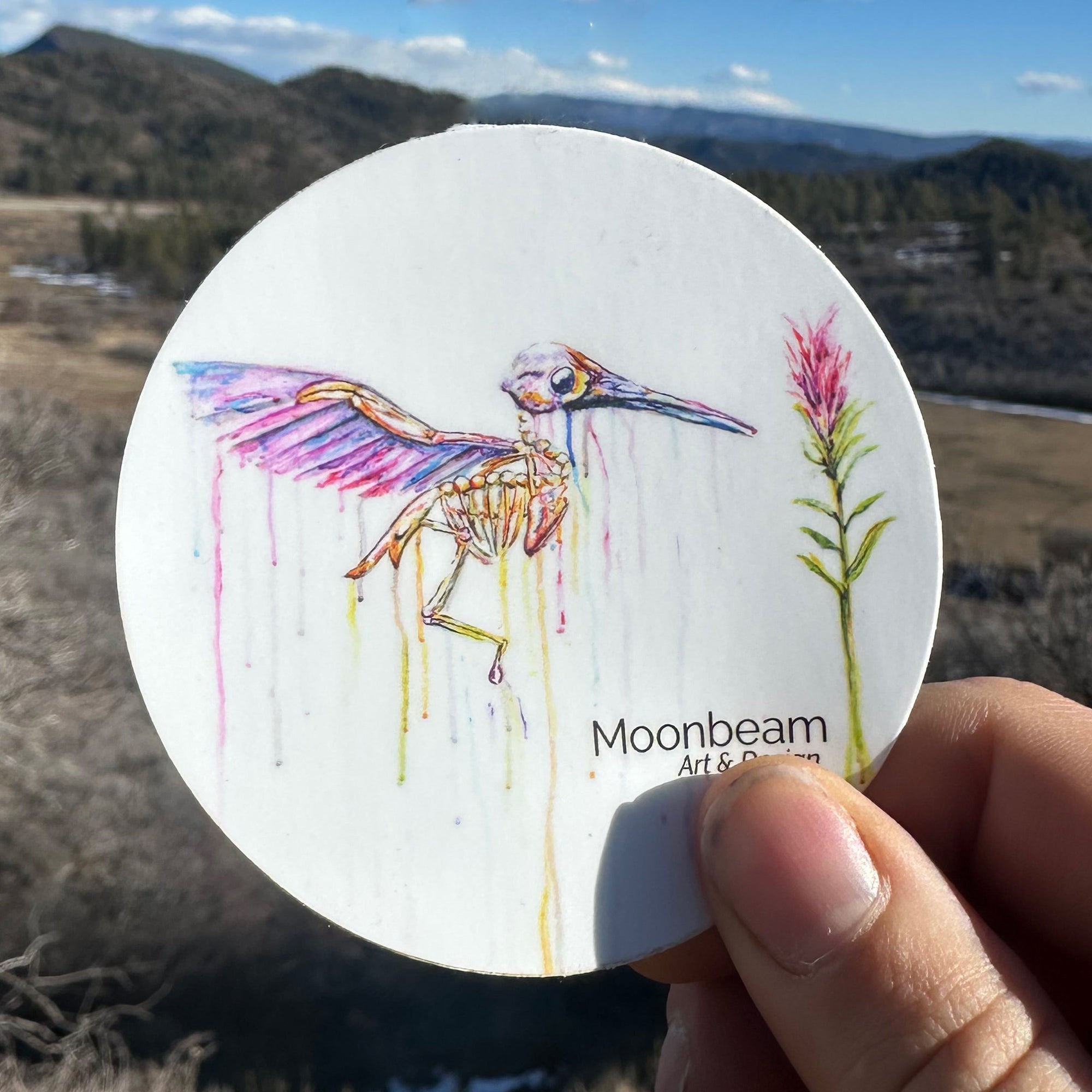 Hummingbird Circle Sticker
