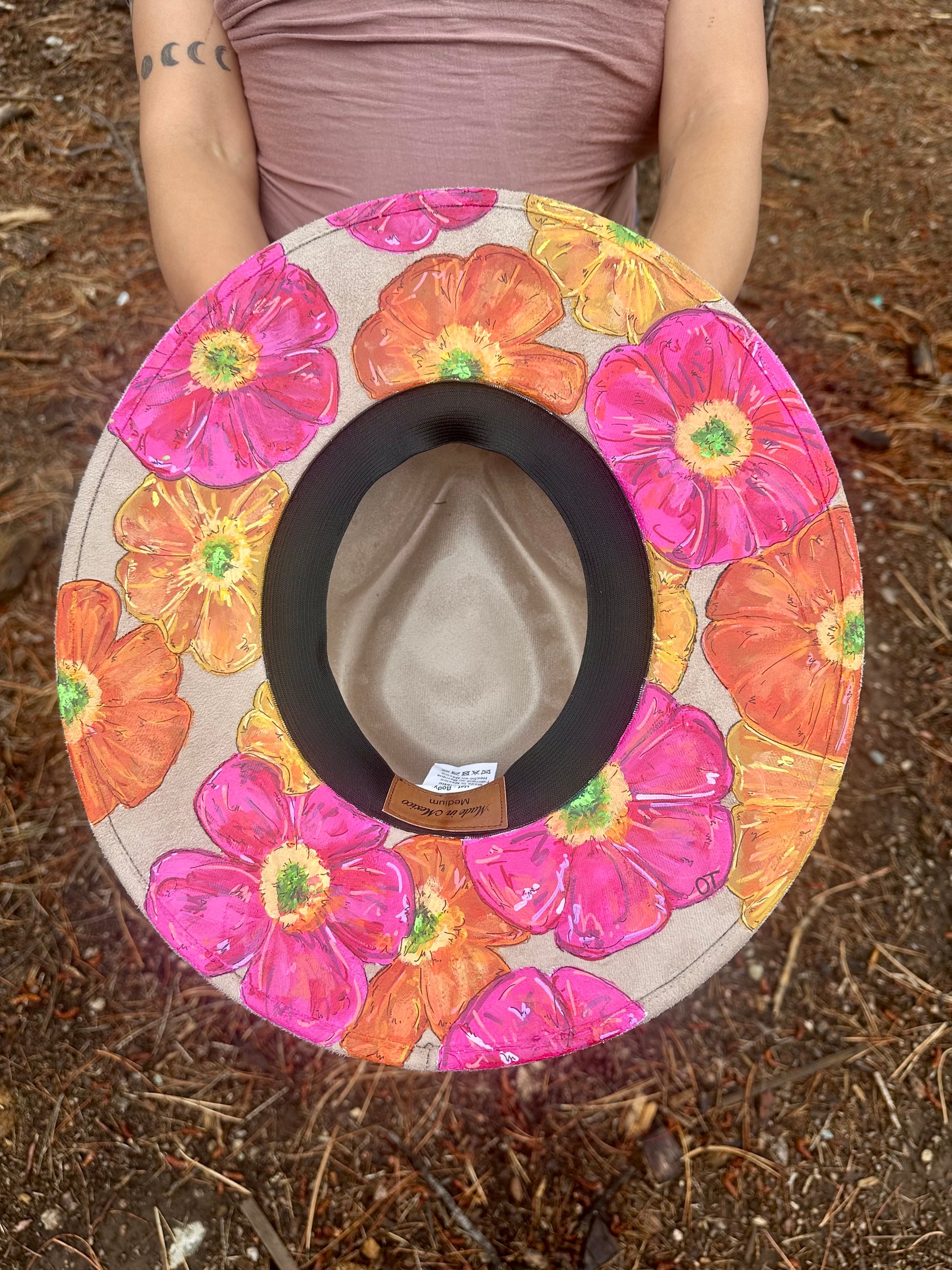 Colorful Poppies Original Painted Hat