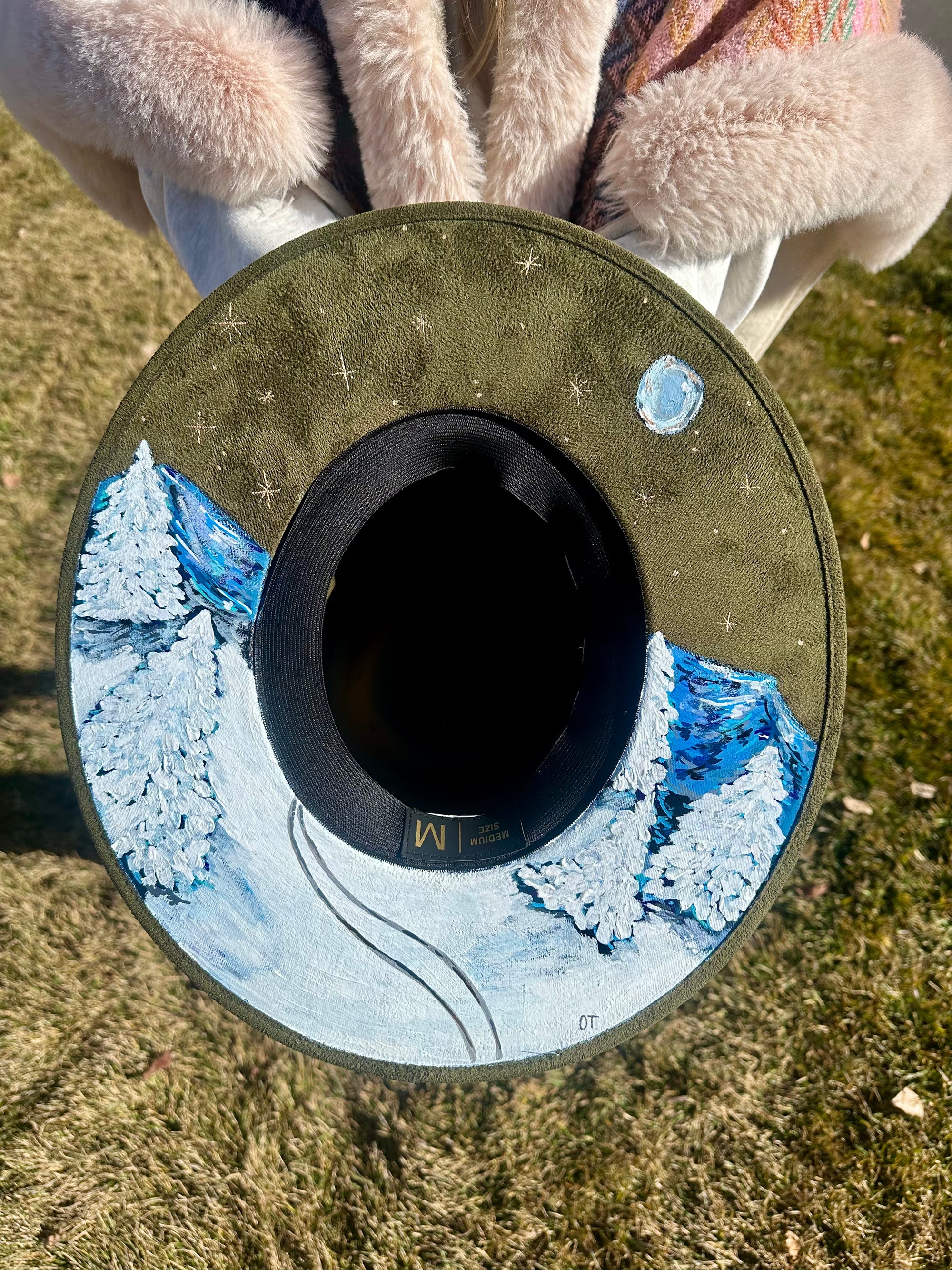 Winter Scene Original Painted Hat